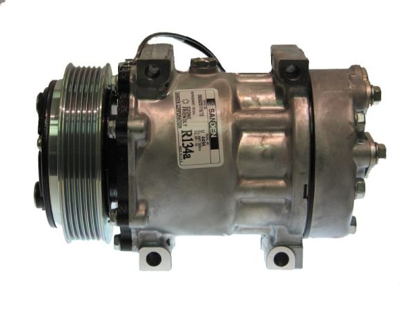 New Sanden SD7H15 A/C Compressor with 6-Groove Clutch – Compatible with Volvo, Kenworth, and Peterbilt Trucks, R134a Refrigerant Ready